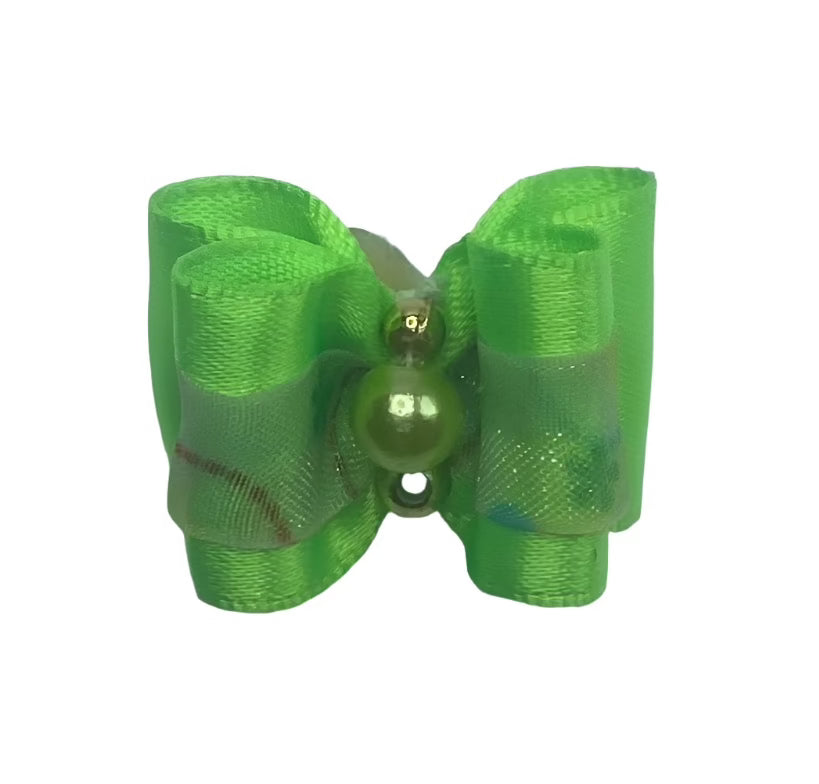 Green Fancy Dog Hair Bows.