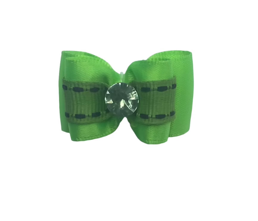 Green Fancy Dog Hair Bows.