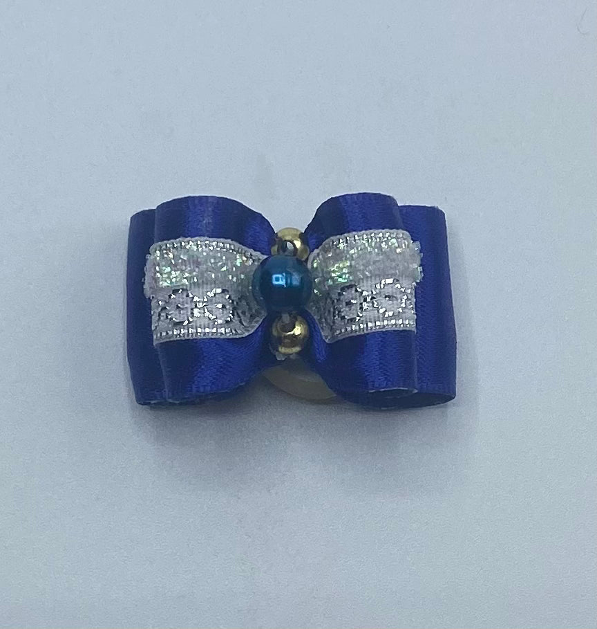 Blue Fancy Dog Hair Bows.
