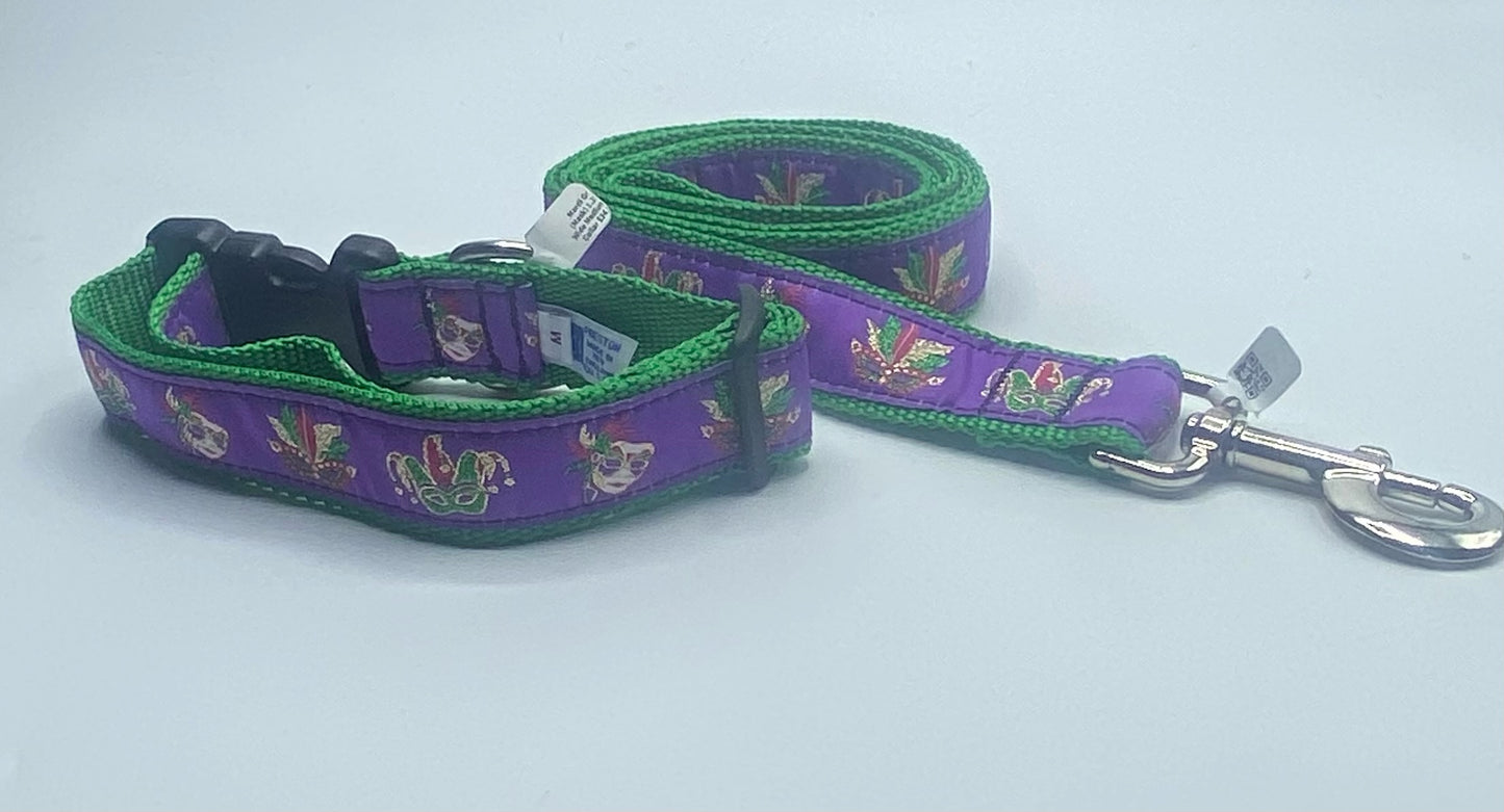 Mardi Gras Mask Dog Collar or Lead.
