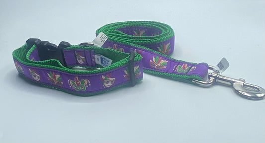 Mardi Gras Mask Dog Collar or Lead.