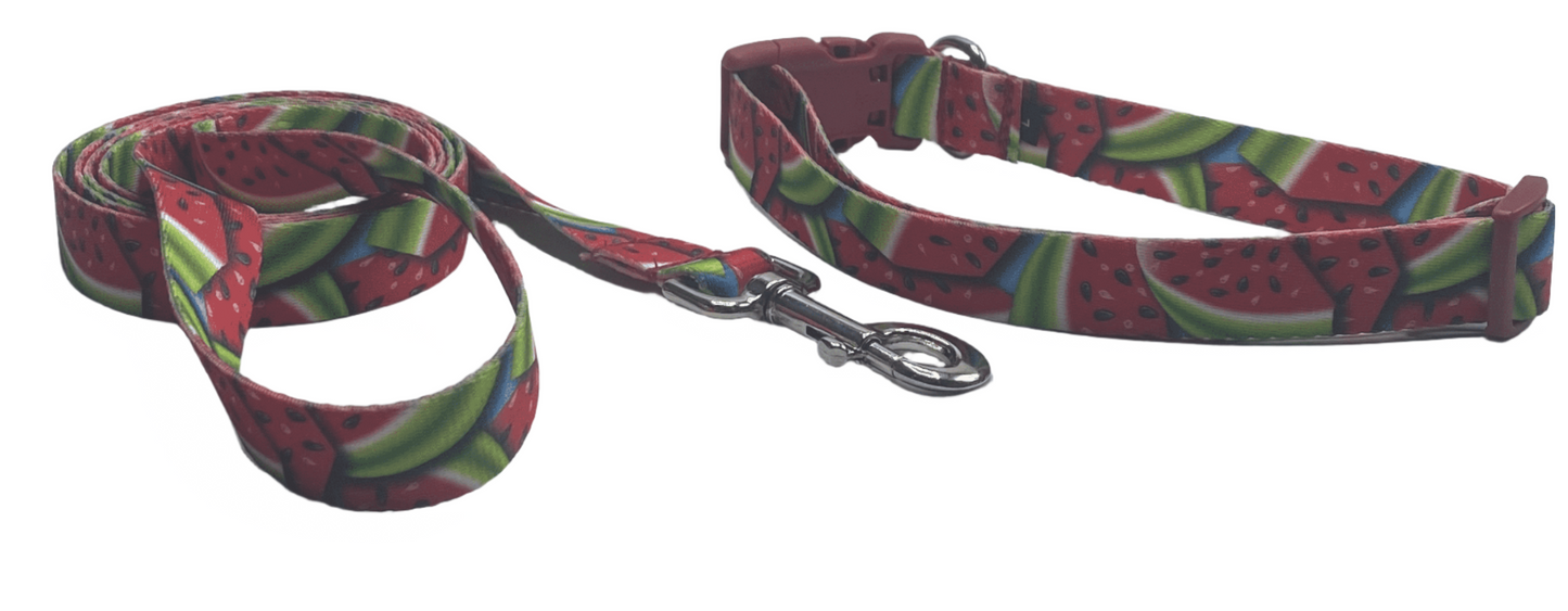 Jazzy Watermelon Dog Collars or leads (1" Wide).
