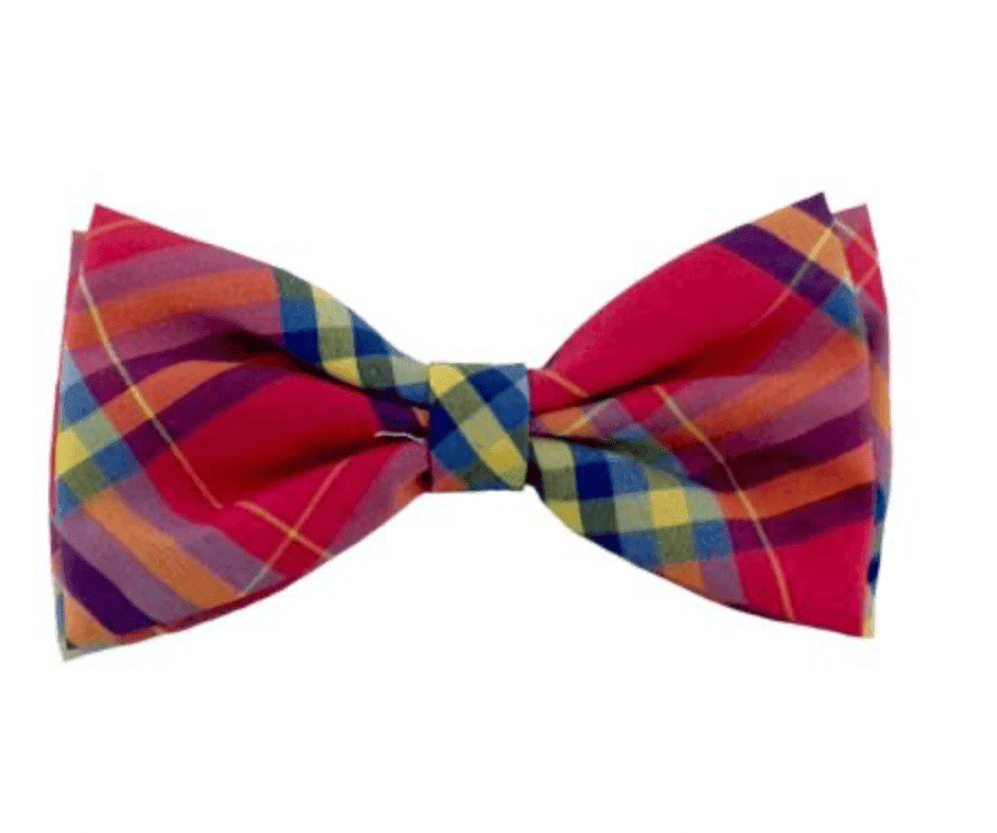 Pink Madras Bow Tie.
