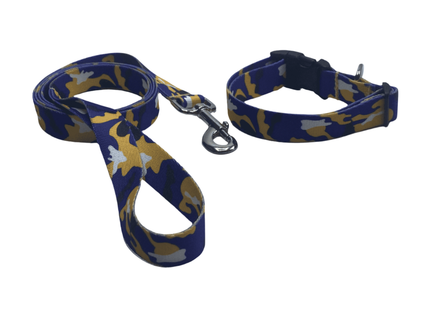 Purple And Yellow Camo Dog Collars or leads (1" Wide).