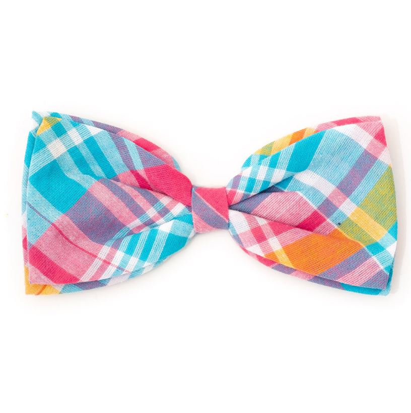 Madras Plaid Turquoise/Pink/Multi Bow Tie.