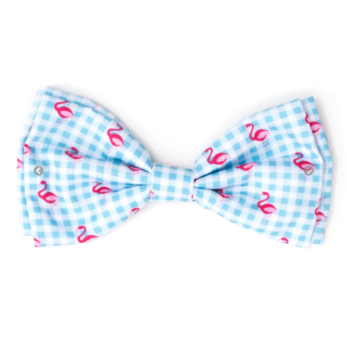 Aqua/White Gingham Flamingos Pet Bow Tie.