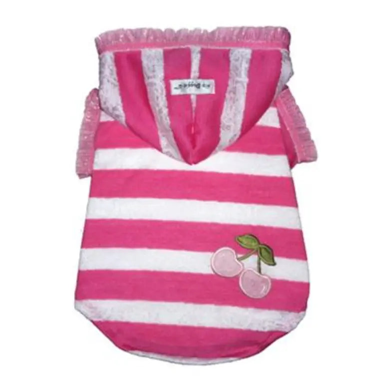 Pink Stripe Cherry Pet Hoodie.