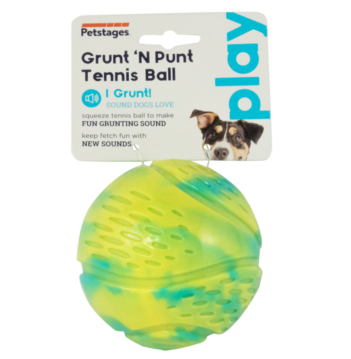 Grunt N' Punt Tennis Ball Dog Toy - Green Multicolor.
