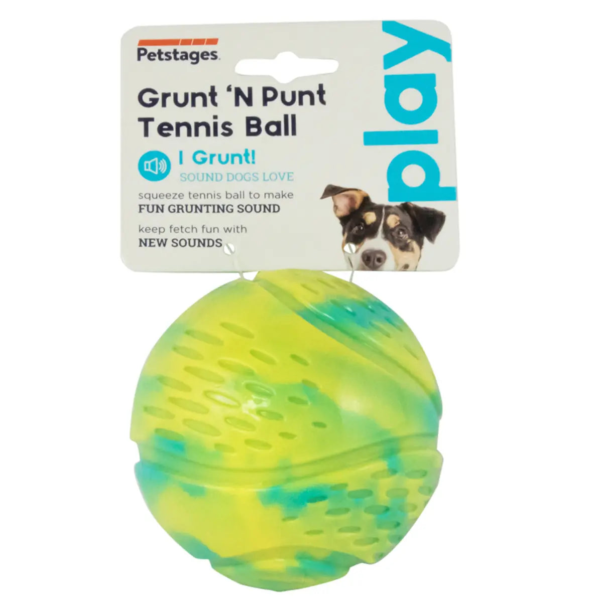 Grunt N' Punt Tennis Ball Dog Toy - Green Multicolor.