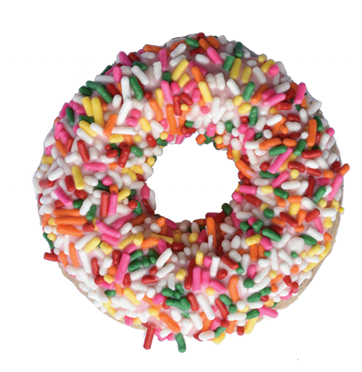 Gourmet Donut, multi color / Jimmies Donut Dog Treat.