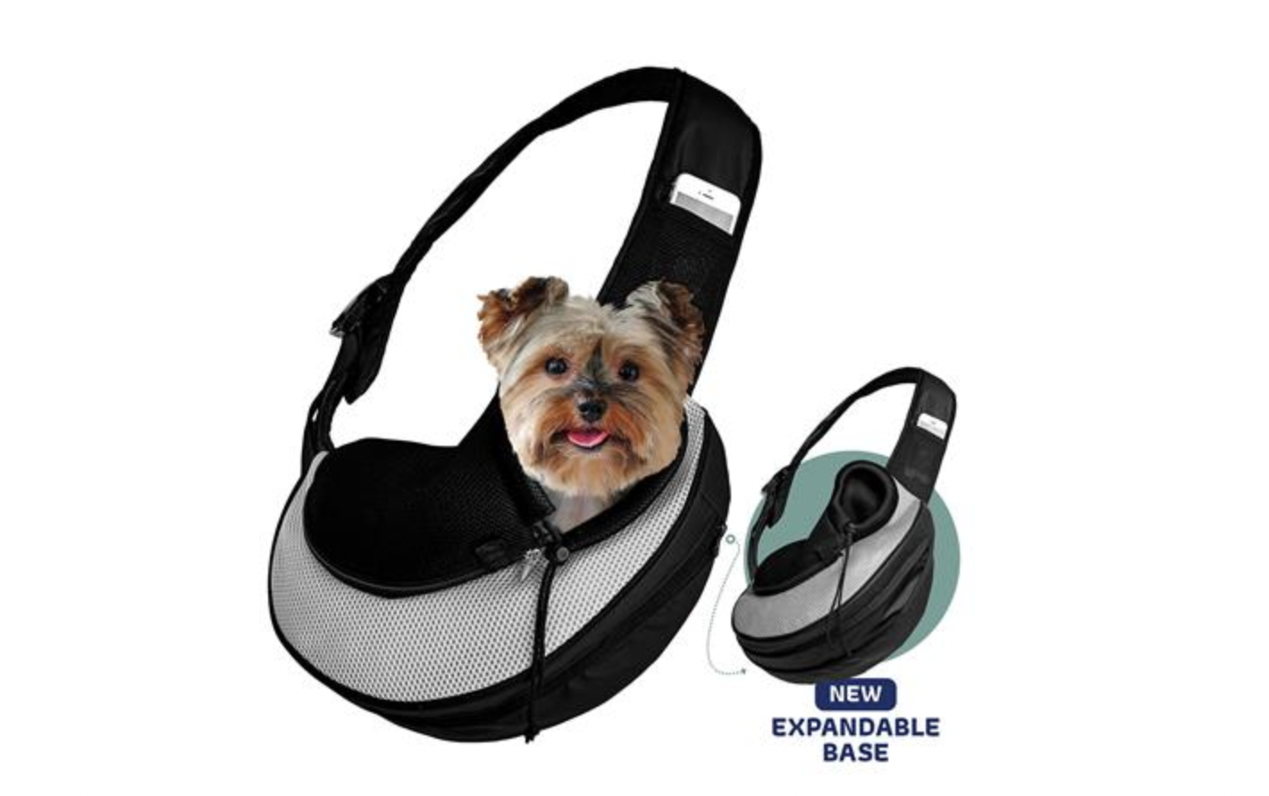 Grey Expandable Pet Sling Bag.