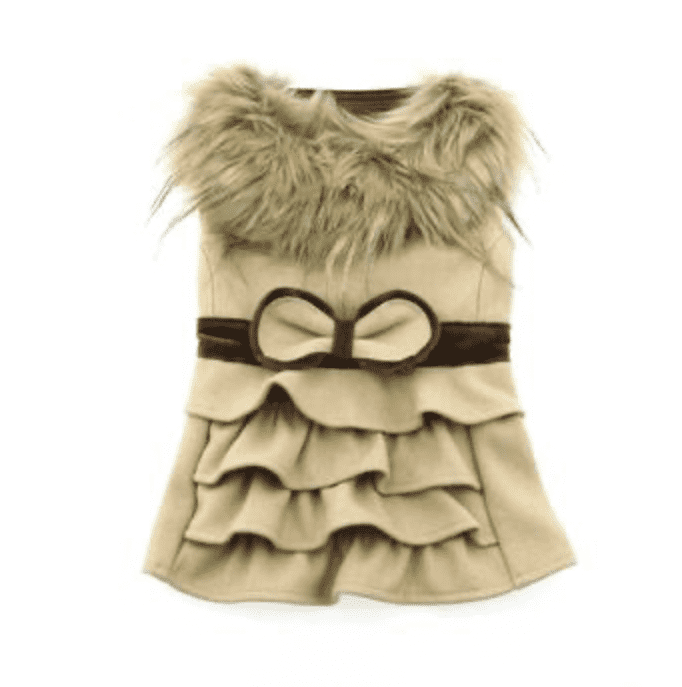 Wool Fur-Trimmed Dog Harness Coat - Camel.