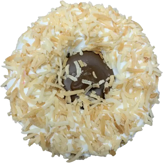 Gourmet Filled Donut, Coconut w/ Carob Filled Donut Dog Treat.