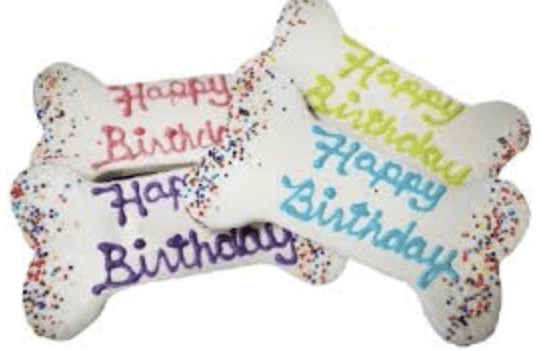 Dog Birthday Bone Treat w/ Sprinkles.
