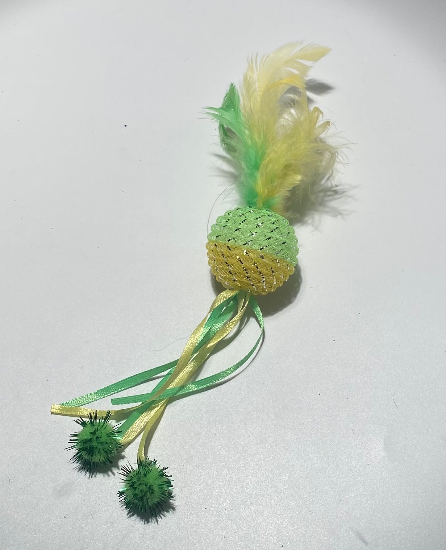 Mesh ball cat toy.