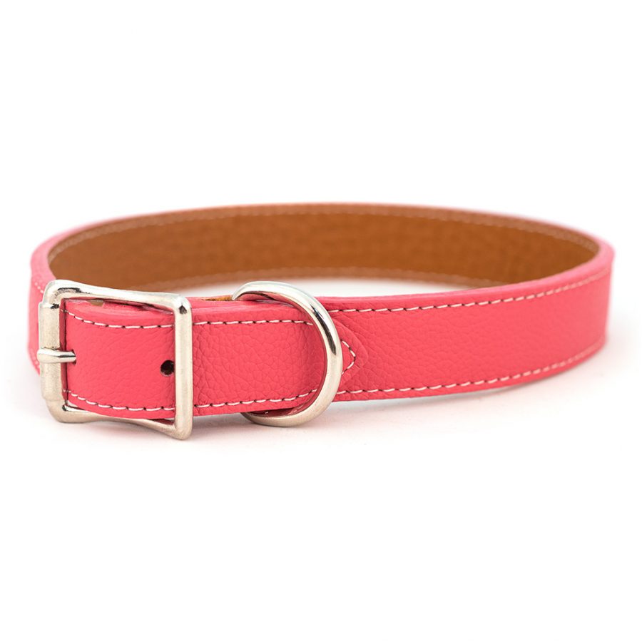 Tuscan Italian Leather Collar & Leash (Pink).