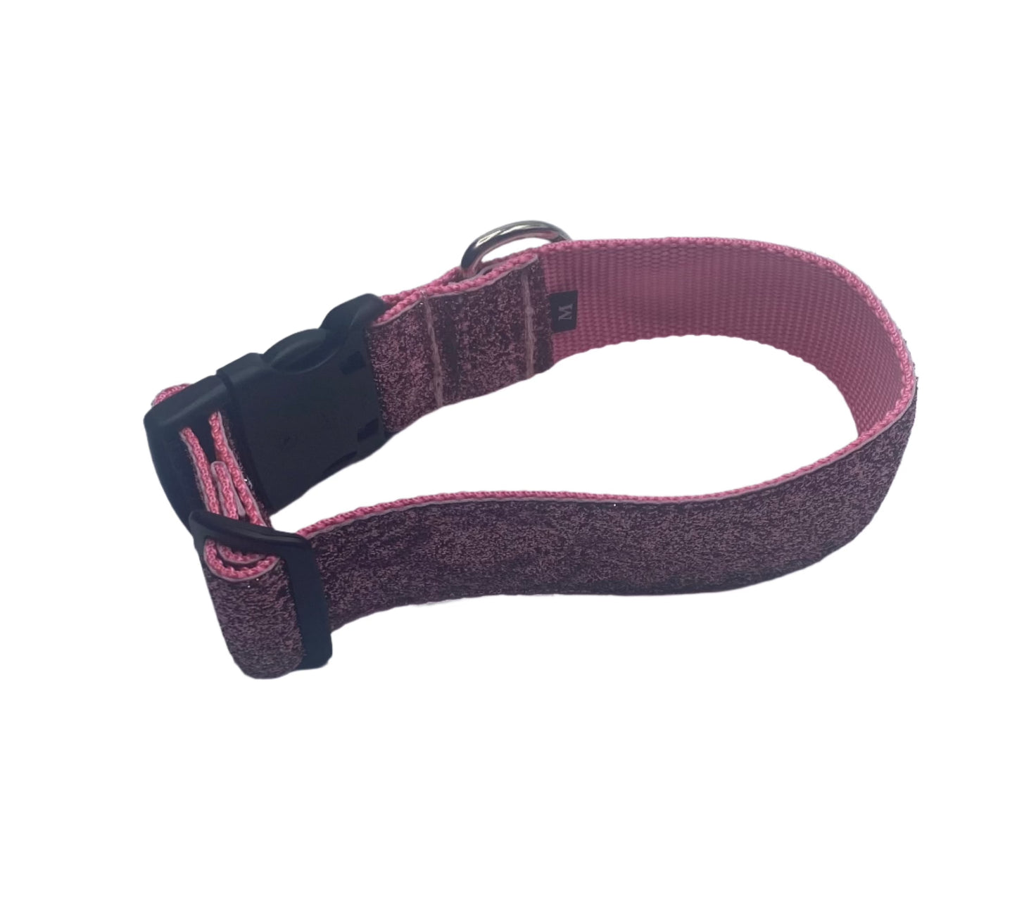 Pink Glitter Ribbon Nylon Collars (1.5" Wide).