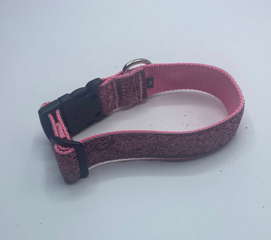 Pink Glitter Ribbon Nylon Collars (1.5" Wide)