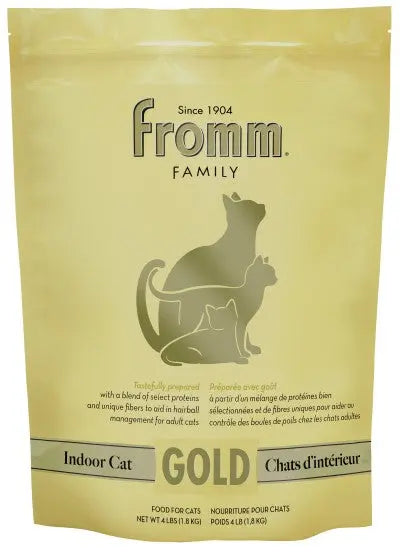 Fromm Gold Dry Cat Food - Indoor Cat with Hairball Support 4 Lb Bag.