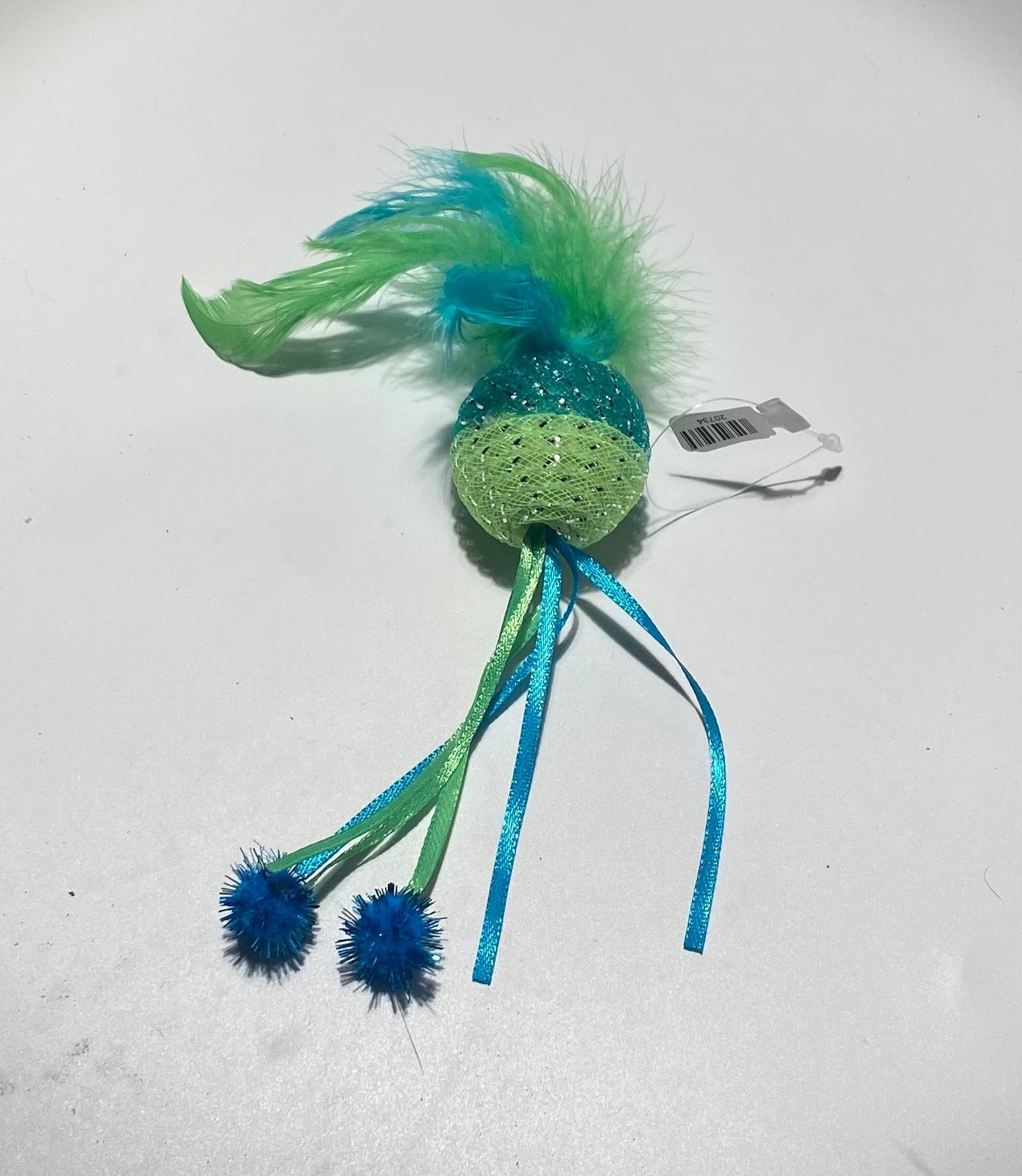 Mesh ball cat toy.