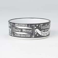 Daily Menu Black/White Dog Bowl.