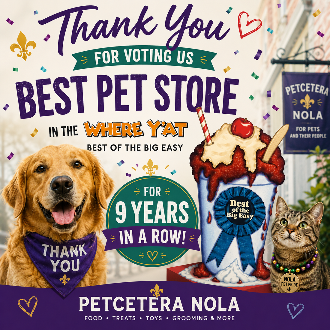 Thank you for voting us as one of the best pet store in New Orleans once again!