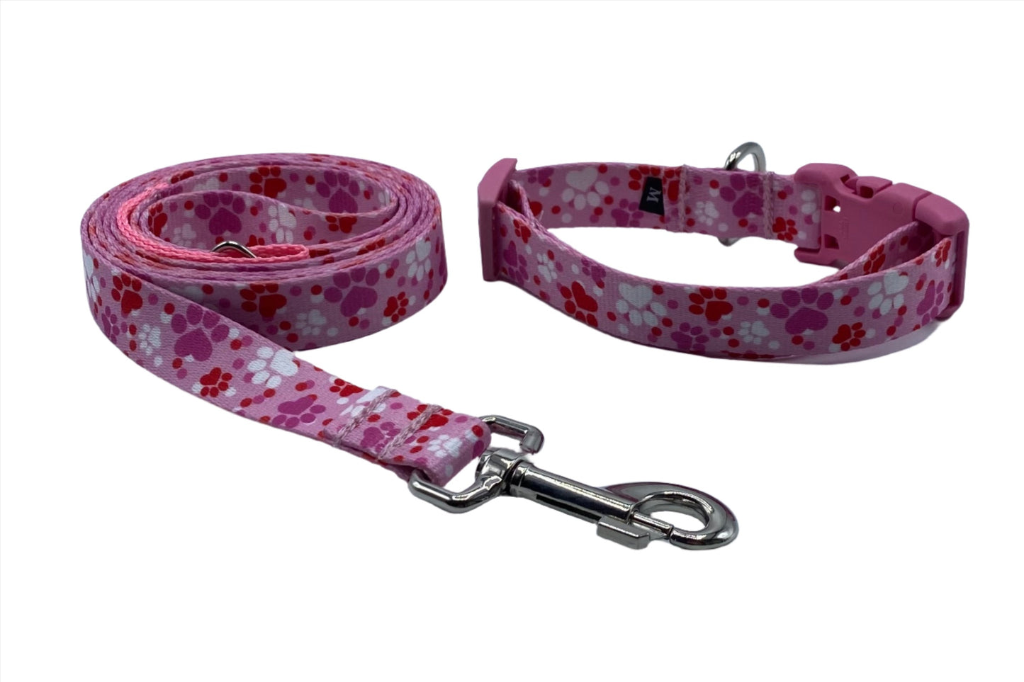 Pink Paw Nylon Collars or Leads (1" Wide).