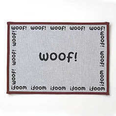 WOOF Tapestry Pet Placemat, Natural/Black 13"x19"