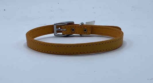 Signature Leather 3/8" Adjustable Dog Collar Orange.