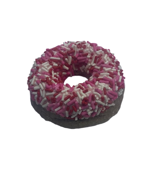 Gourmet Donut, Pink & White Jimmies Donut Dog Treat