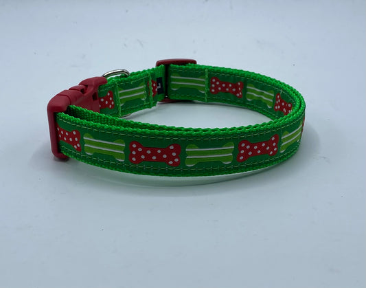 Holiday Bones Ribbon Collars or leads (1" Wide)