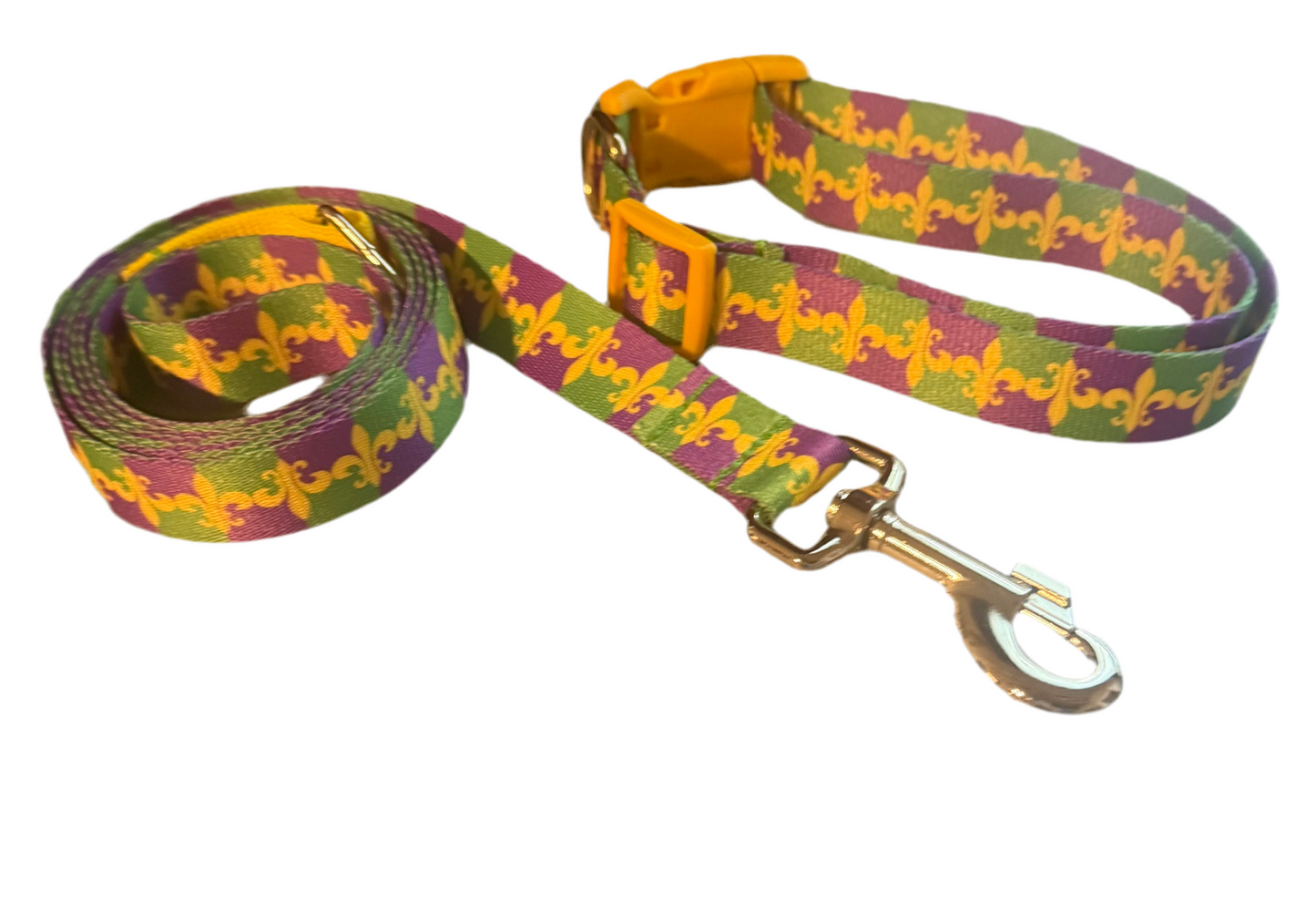 Mardi Gras FDL Nylon Collars or Leads (1" Wide)