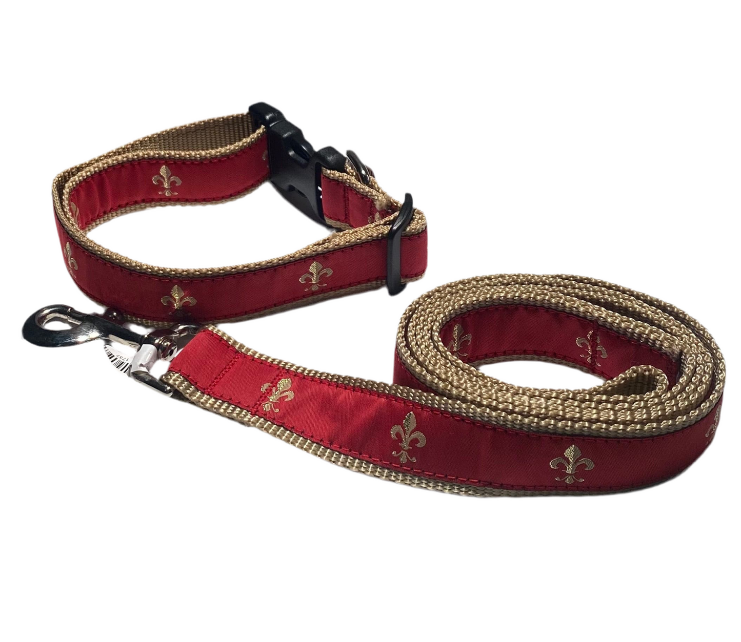 Red Fleur De Lis Dog Collars, Harnesses, & Leads