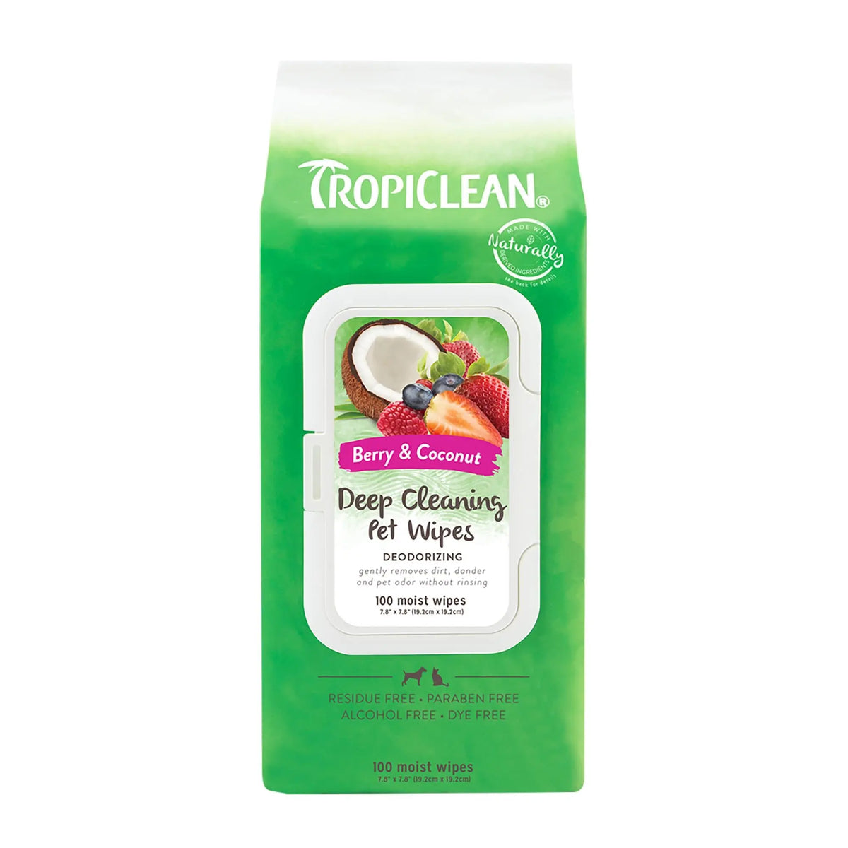 TropiClean Berry & Coconut Tushy / Paw Wipes 100 ct