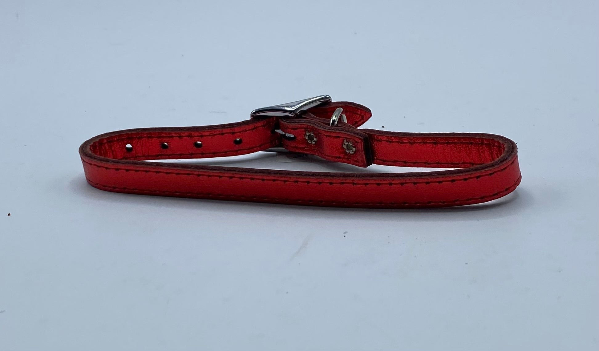 Pocket Pups 3/8" Adjustable Dog Collar Metallic Red.