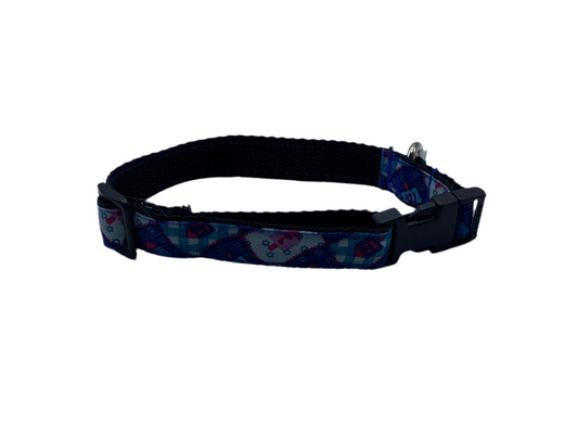 Hanukkah Patterned Quilted Ribbon Dog Collar