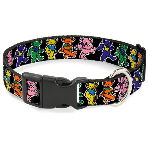 Plastic Clip Dog Collar - Dancing Bears Black/ Multi-color.