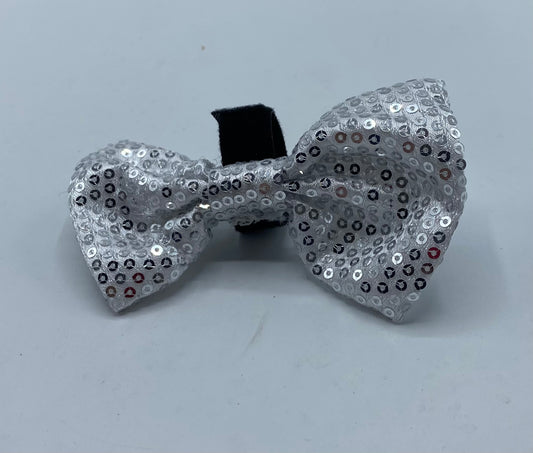 Silver Sequined Pet Bowties