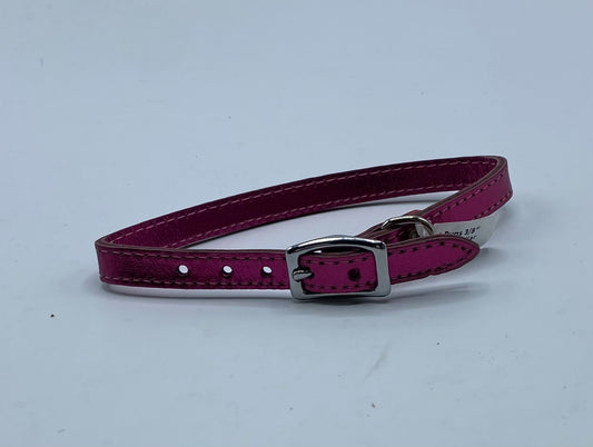 Pocket Pups 3/8" Adjustable Dog Collar Metallic Pink.