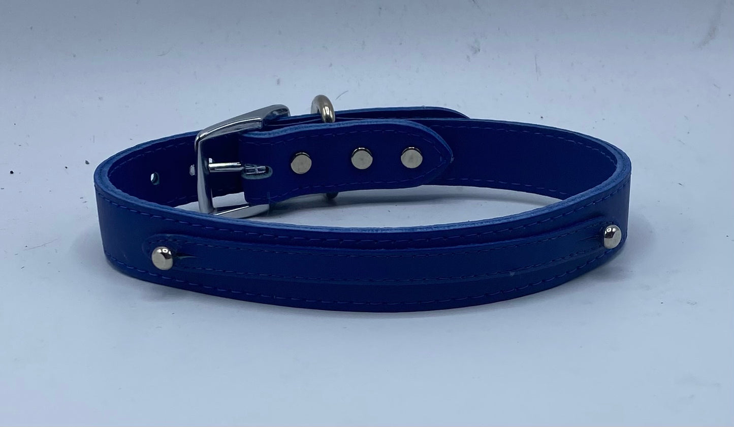 Blue Leather Slider Dog Collar.