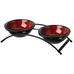 Buddy's Best 3"H Red Diner with (2) 6" Pet Bowls, 2 cups each