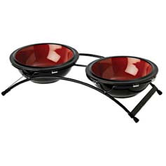 Buddy's Best 3"H Red Diner with (2) 6" Pet Bowls, 2 cups each.