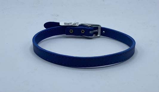 Signature Leather 3/8" Adjustable Dog Collar Blue.