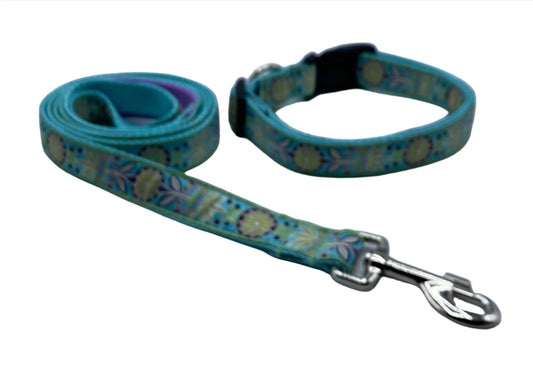 Light Blue Scandinavian Sweetheart Dog Collars or Leads (1" Wide).