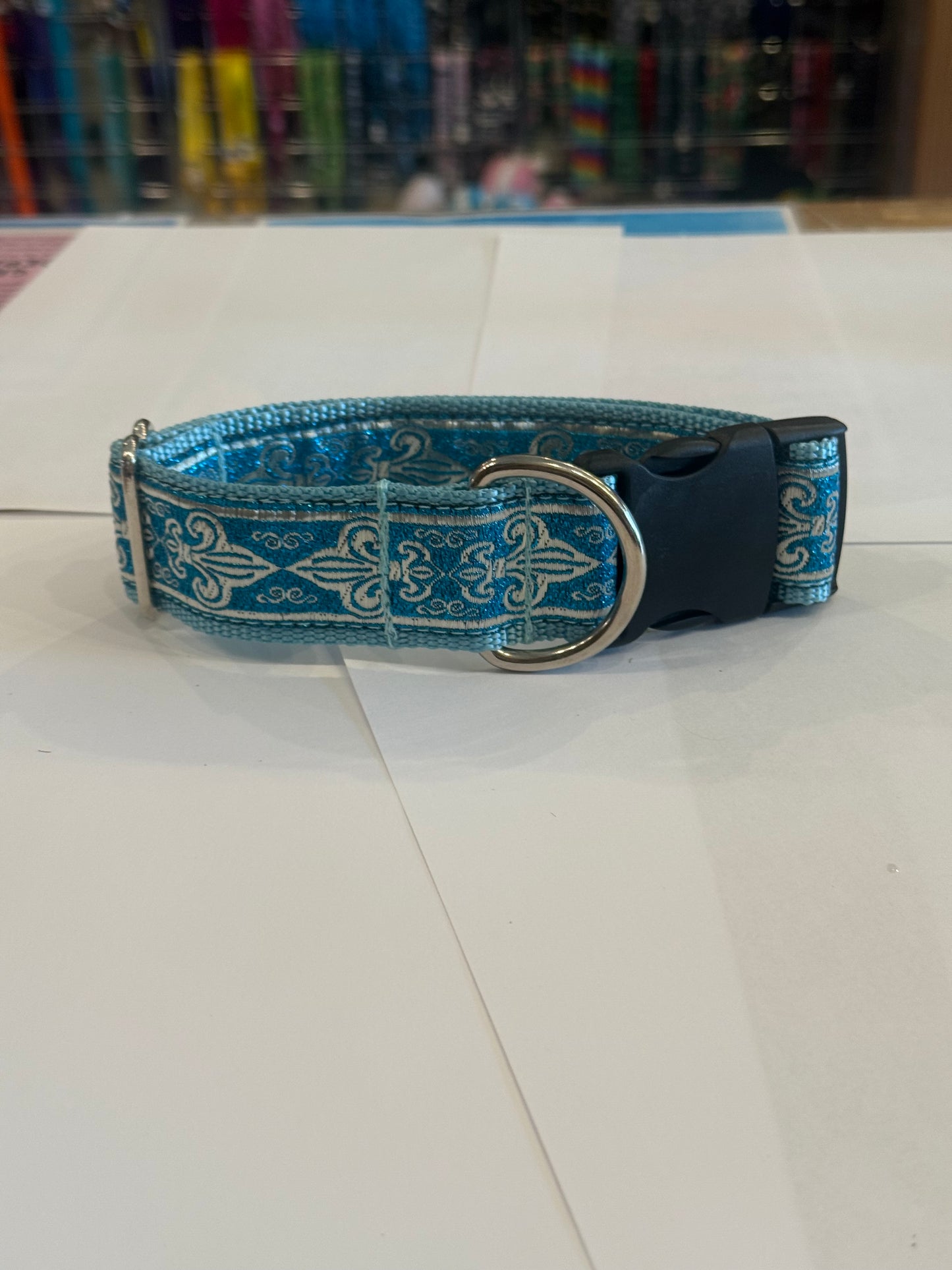 Metallic Sky FDL Ribbon Collar Dog Collar (1.5" Wide)