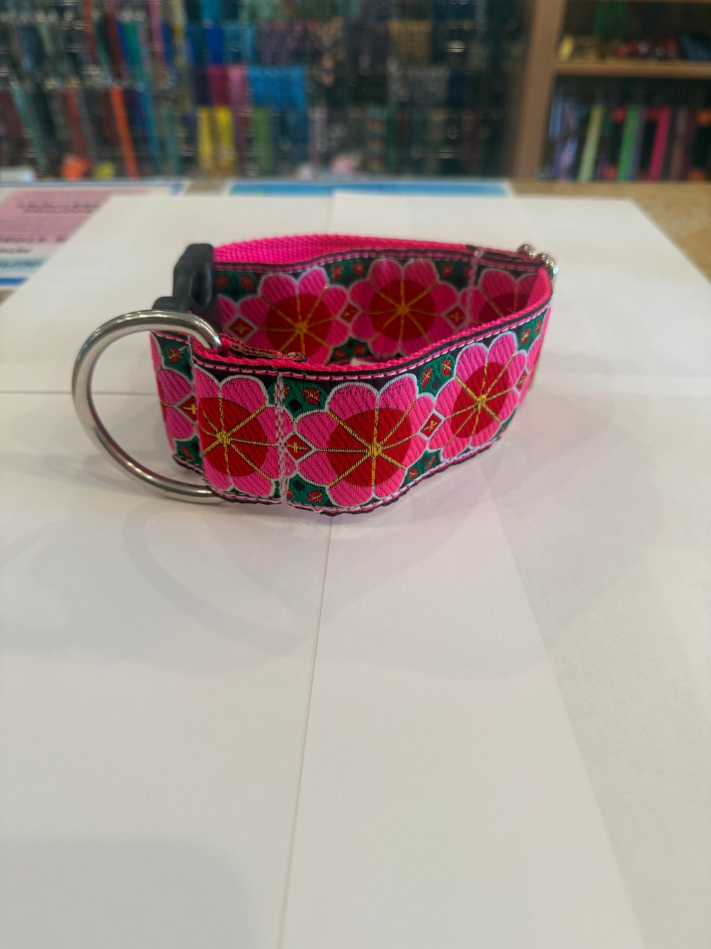 Passion flower Ribbon Collar Dog Collar (1.5" Wide)