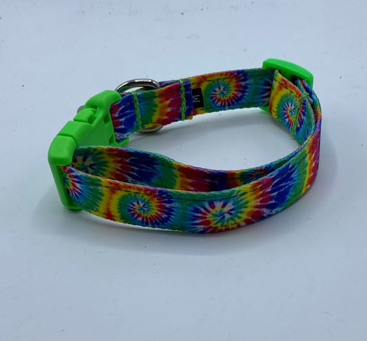 Reflective Pride Tie Dye Nylon Collars or Leads (1" Wide)