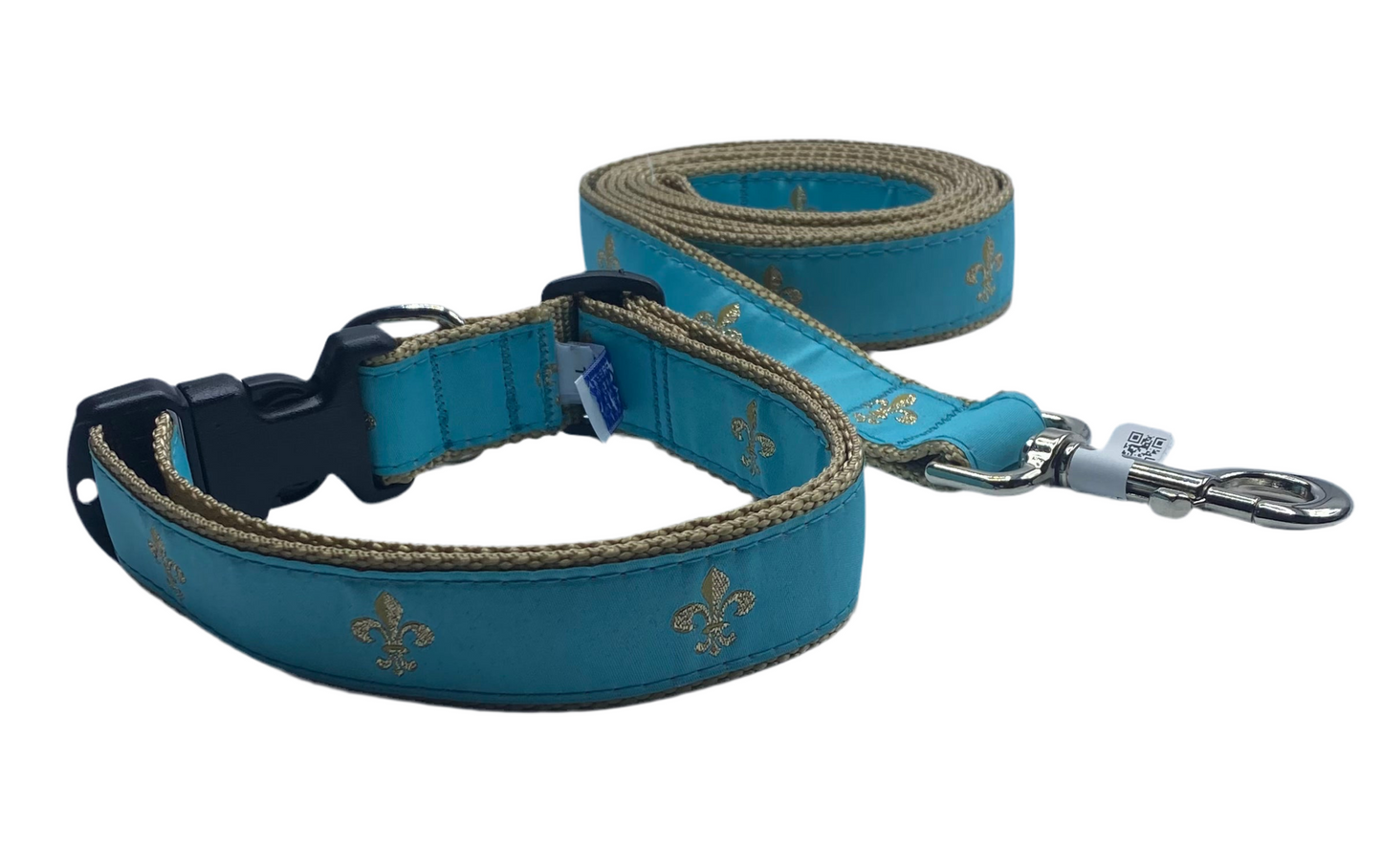 Turquoise Fleur De Lis Dog Collars, Harnesses, & Leads