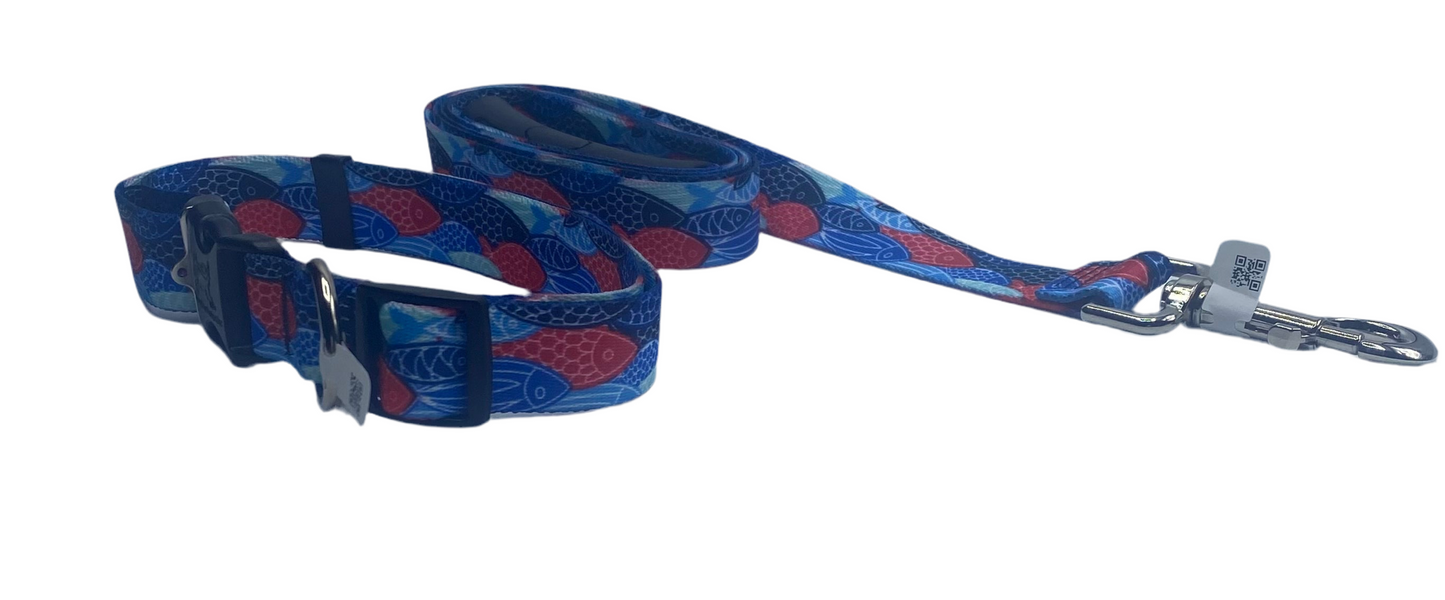 Blue Fish Dog Collar & Leads