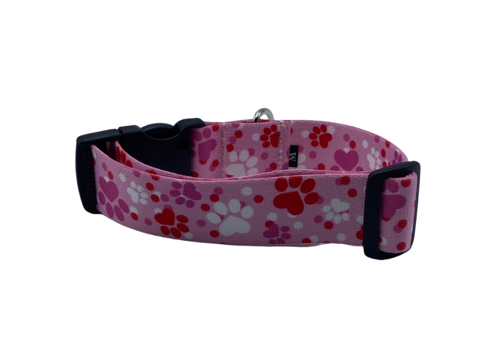 Pink Paw Nylon Dog Collar (1.5" Wide).